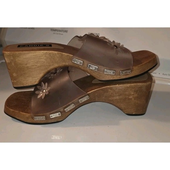 Vintage Candies 90s Y2K Wood Chunky Clogs‎ Sliders Sandals Floral Size 8M - Picture 4 of 7